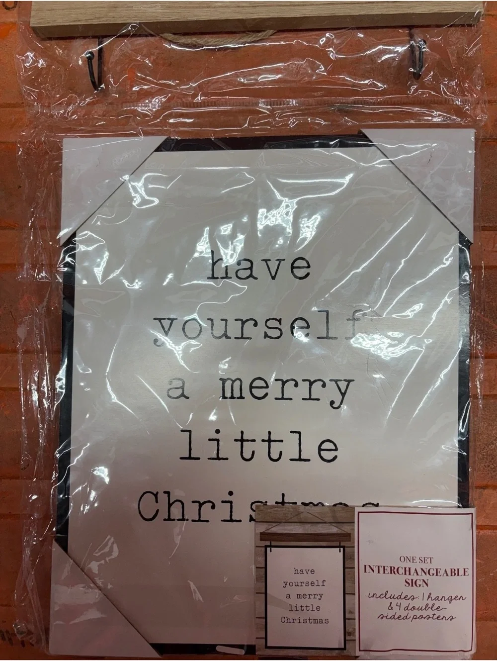 Interchangeable Christmas Sign Set with Hanger and 4 Double-Sided Posters